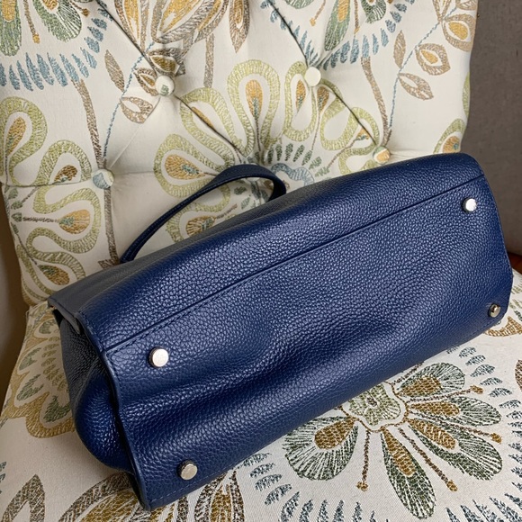 Kate Spade Pebbled Blue Leather Jewel Handbag - Picture 9 of 10